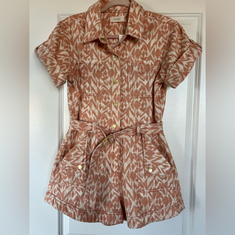 Kivari Elisa Playsuit in Peach Ikat from Anthropologie